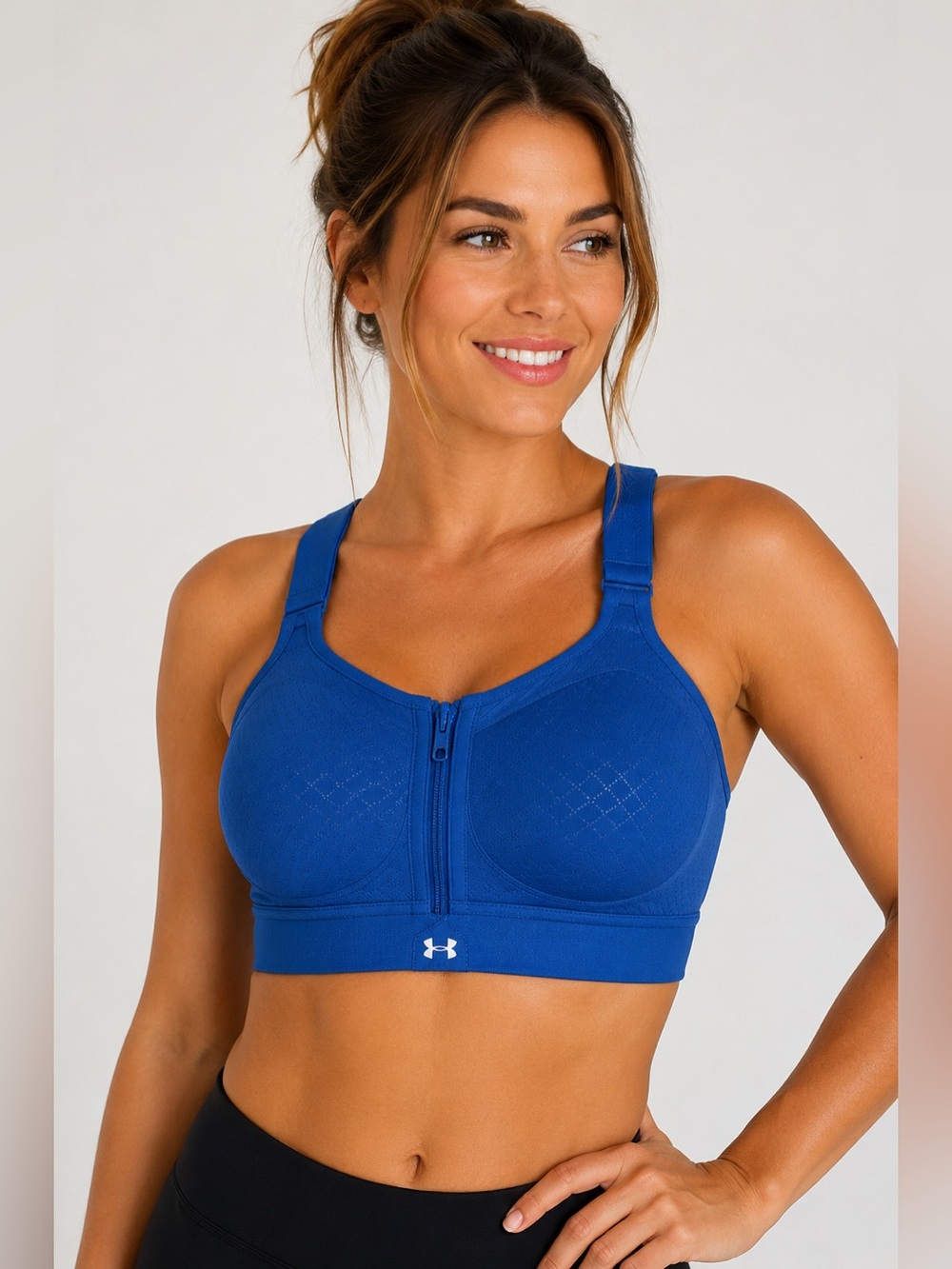 Under Armour High Impact Sports Bra 34DD Royal Blue HeatGear Molded
